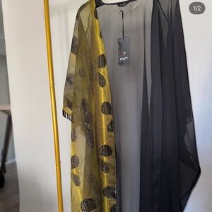 Chic Black and Yellow Maxi Dress by